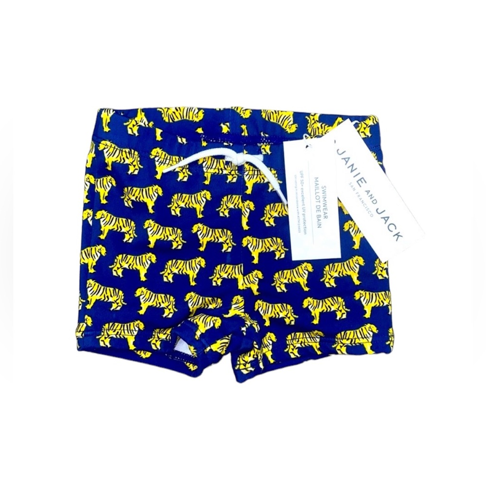Janie & Jack Tiger Swim Trunks Blue 3-6 Months